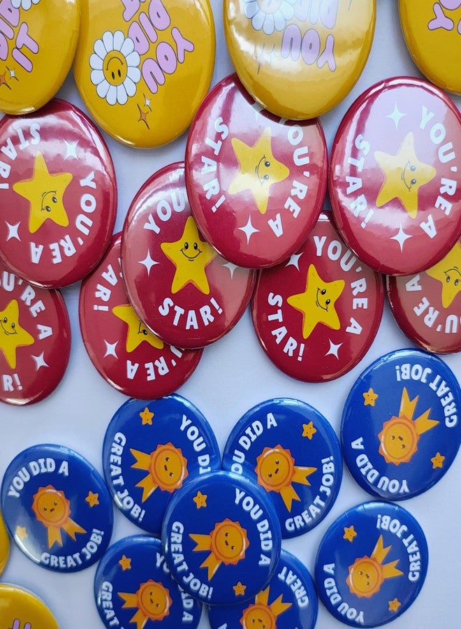 Gogirgit Appreciation Badges for Friends Coworkers Teachers Students | Cute Star Token Positive Pin Gift | 58mm Button Badge | Pack of 8 (You are a star) - Image 2
