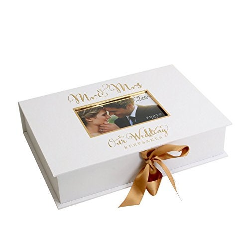 Oaktree Gifts Golden Foil Wedding A4 Keepsake Box - Image 4