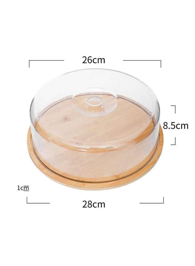 LDQ Acrylic Cake & Food Dome with Wooden Base – 28cm Serving Tray with Transparent Cover for Cakes, Pastries & Desserts - Image 4