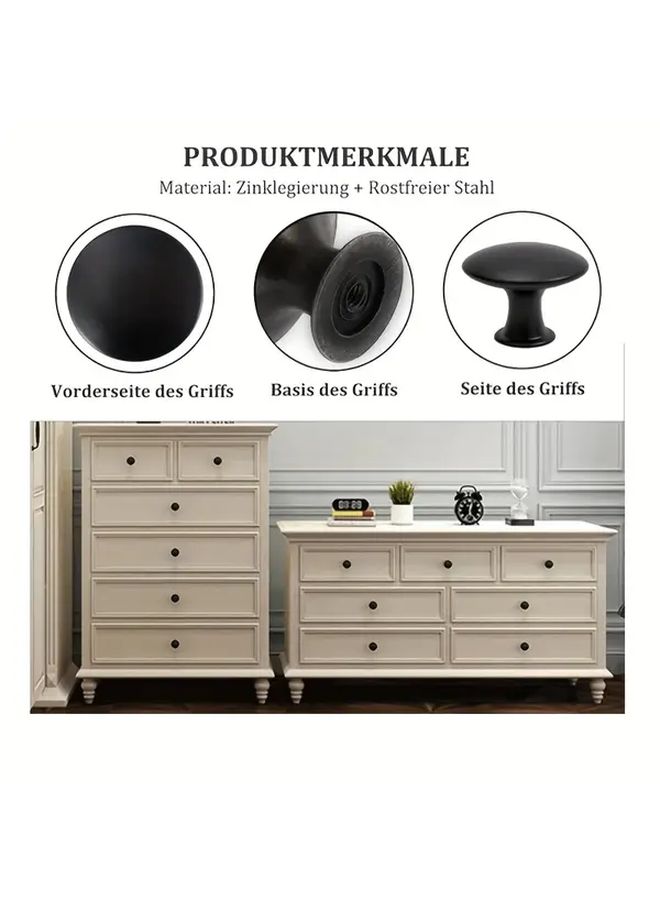 10Pcs Black 30mm Modern Vintage Cabinet Knobs With Screws For Drawers Furniture - Image 2