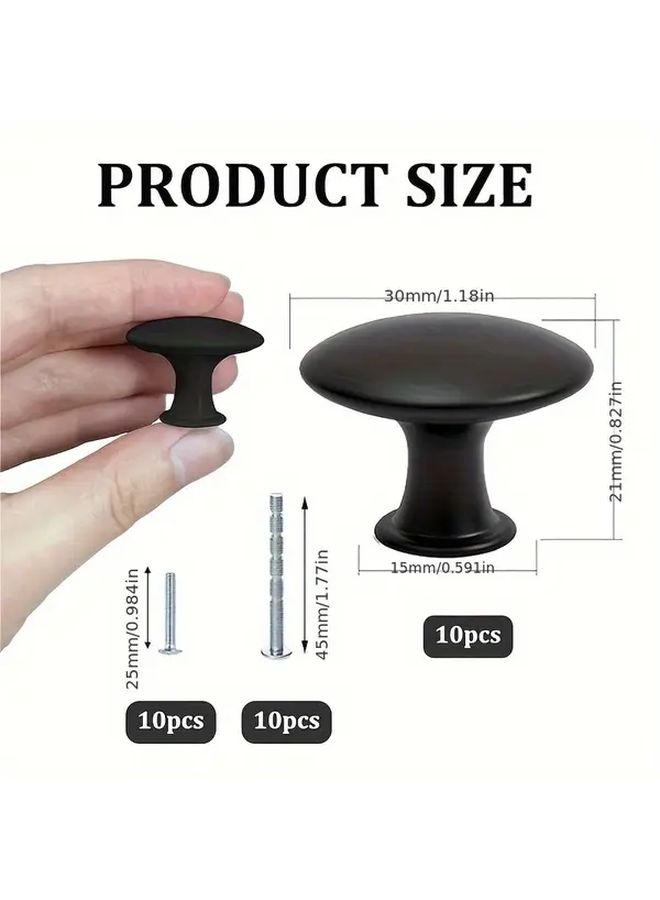 10Pcs Black 30mm Modern Vintage Cabinet Knobs With Screws For Drawers Furniture - Image 3