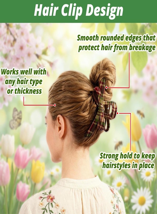 VinBee 2PCS Christmas Claw Clips,Cute Checkered Christmas Hair Claw Clips for Women,Thick Hair Clips Holiday Accessories,Holiday Gifts for Girls - Image 3