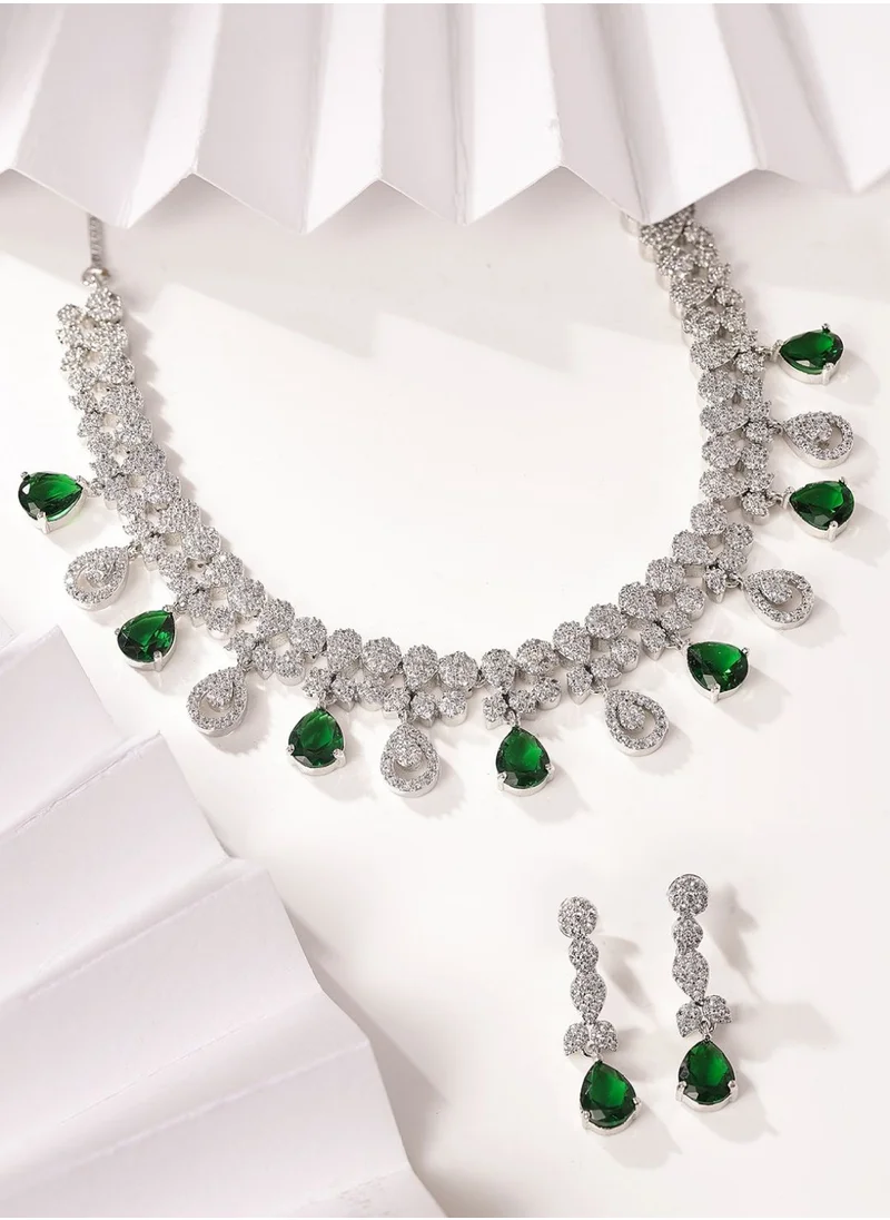 Priyaasi Plated American Diamond Studded Jewellery Set