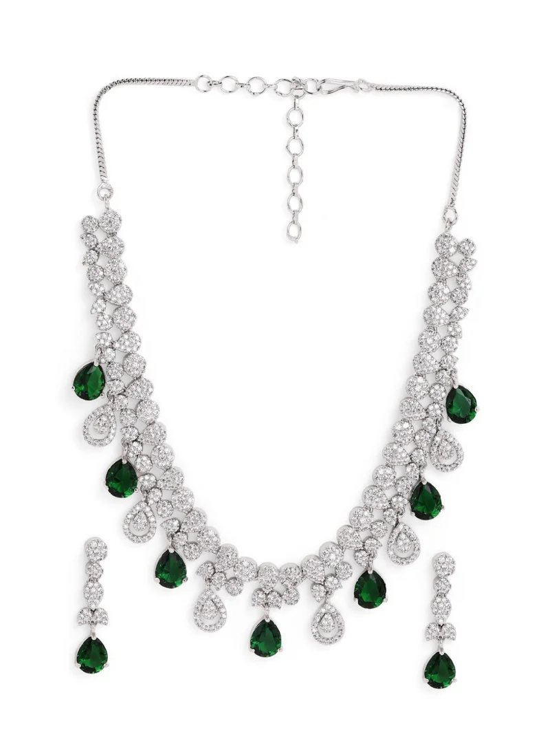 Priyaasi Plated American Diamond Studded Jewellery Set