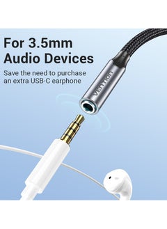 VENTION Vention USB-C Male to 3.5MM Earphone Jack With DAC Adapter 0.1M Gray Aluminum Alloy Type  - Image 5