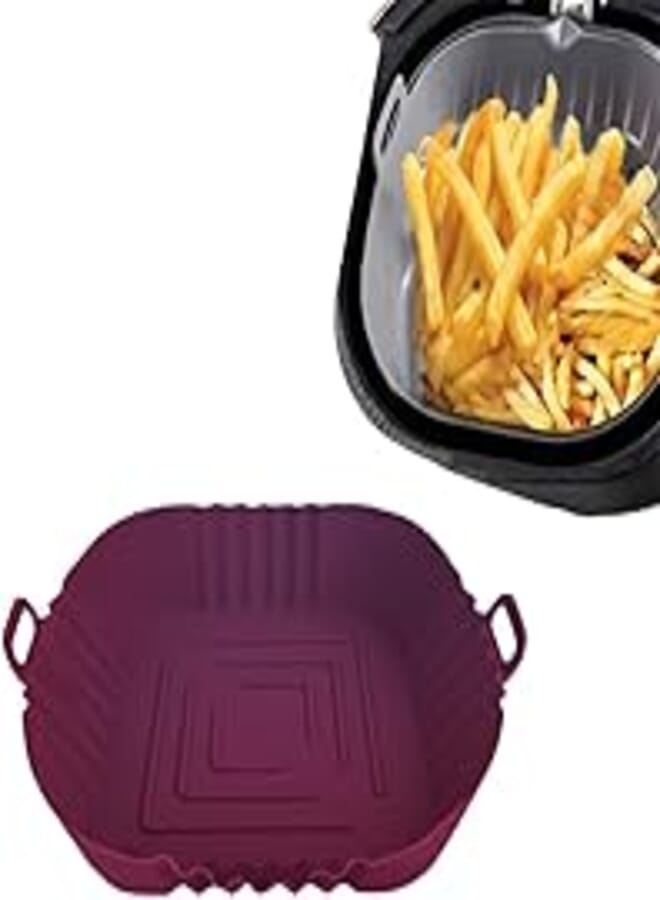 Silicone Air Fryer Liner Reusable-, Air Fryer Silicone Liner Non-Stick, 16x14 CM - Color May Vary (1)