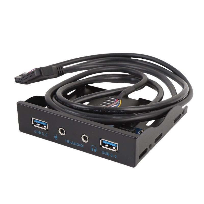لوحة أمامية USB 3.0: سوداء مقاس 3.5 بوصة، نقل سريع، تحويل 19 سلك إلى USB - متعددة الوظائف، لوحة صوت عالي الوضوح لترقية غلاف الكمبيوتر، إعداد الكمبيوتر - Image 5