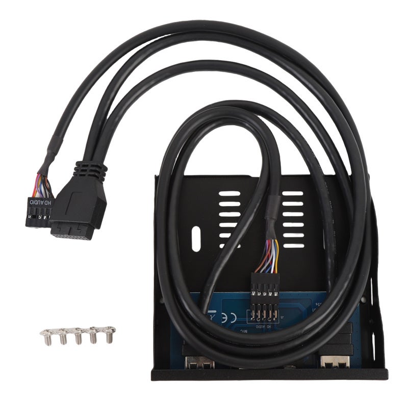 لوحة أمامية USB 3.0: سوداء مقاس 3.5 بوصة، نقل سريع، تحويل 19 سلك إلى USB - متعددة الوظائف، لوحة صوت عالي الوضوح لترقية غلاف الكمبيوتر، إعداد الكمبيوتر - Image 1