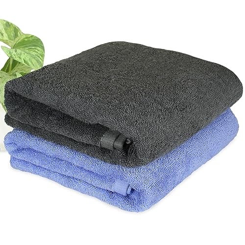 HEELIUM Bamboo Bath Towel | Lightweight & Quick Drying | Ultra Absorbent Towel | 140 x 70 cm - 400 GSM | Pack of 2 - Iris, Grey - Image 1