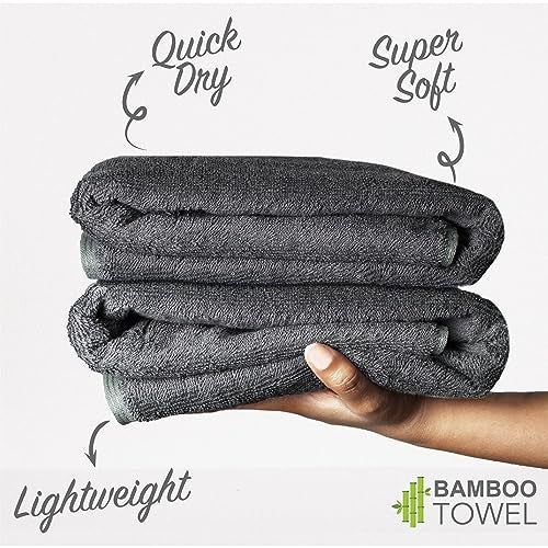 HEELIUM Bamboo Bath Towel | Lightweight & Quick Drying | Ultra Absorbent Towel | 140 x 70 cm - 400 GSM | Pack of 2 - Iris, Grey - Image 3