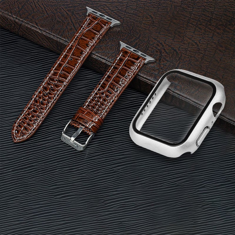 Blue 41mm PU Leather Strap and Hard PC Case for Apple Watch 40mm - Image 1