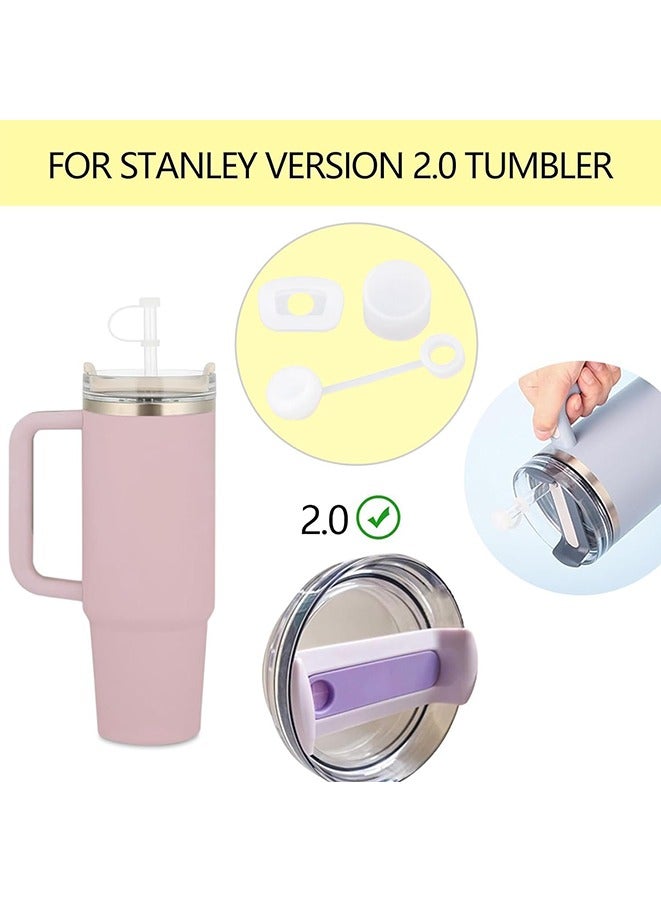 Spill Stopper for Stanley Cup 40oz 30oz Tumbler with Handle Quencher Accessories, Include Reusable Straw Cover, Leak Stopper and Spill Plug Lid, 6pcs (2.0, Clear) - Image 2