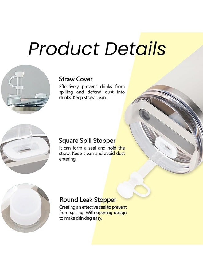 Spill Stopper for Stanley Cup 40oz 30oz Tumbler with Handle Quencher Accessories, Include Reusable Straw Cover, Leak Stopper and Spill Plug Lid, 6pcs (2.0, Clear) - Image 5