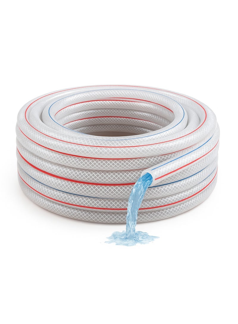 صن رايز خرطوم ماء بطول 45 متر من PVC المقوى بالألياف ثلاثي الطبقات مقاوم للحرارة والضغط للاستخدام في الحدائق وغسيل السيارات والتنظيف الخارجي  - Image 1