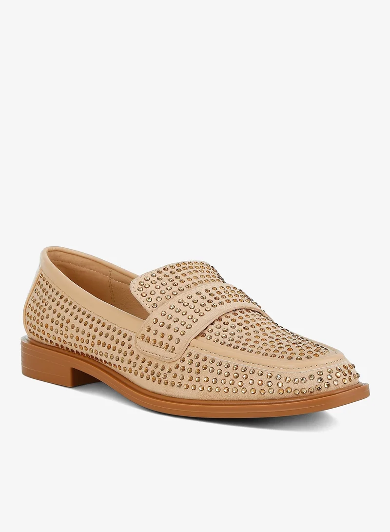 London Rag Beige London Rag Women's Rhinestones Embellished Loafers in Beige for Women | Best Price UAE