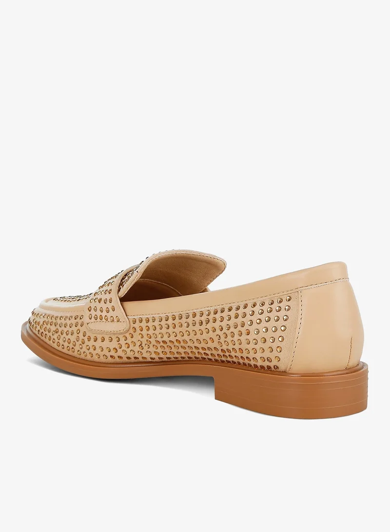 London Rag Beige London Rag Women's Rhinestones Embellished Loafers in Beige for Women | Best Price UAE