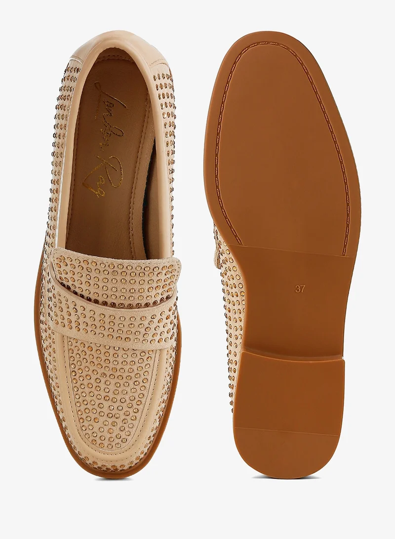 London Rag Beige London Rag Women's Rhinestones Embellished Loafers in Beige for Women | Best Price UAE