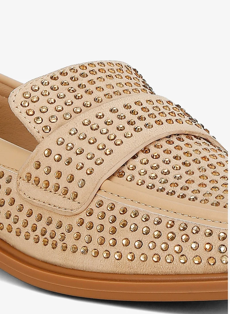 London Rag Beige London Rag Women's Rhinestones Embellished Loafers in Beige for Women | Best Price UAE