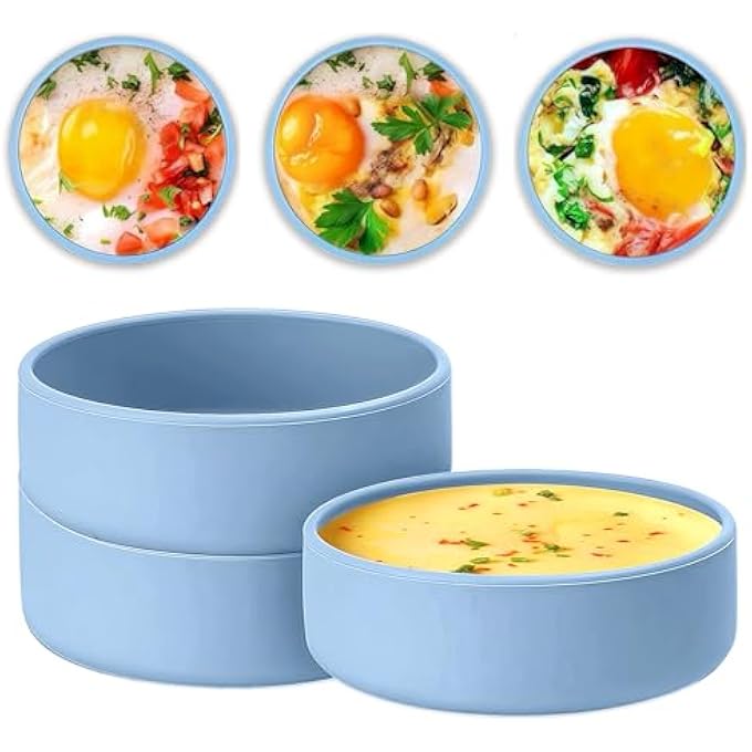 nalaina 3Pcs Air Fryer Egg Mold Reusable Silicone Egg Bite Mold Breakfast Pancake Sandwich Microwave Cooker Bpa Free Dishwasher Safe Blue - Image 1