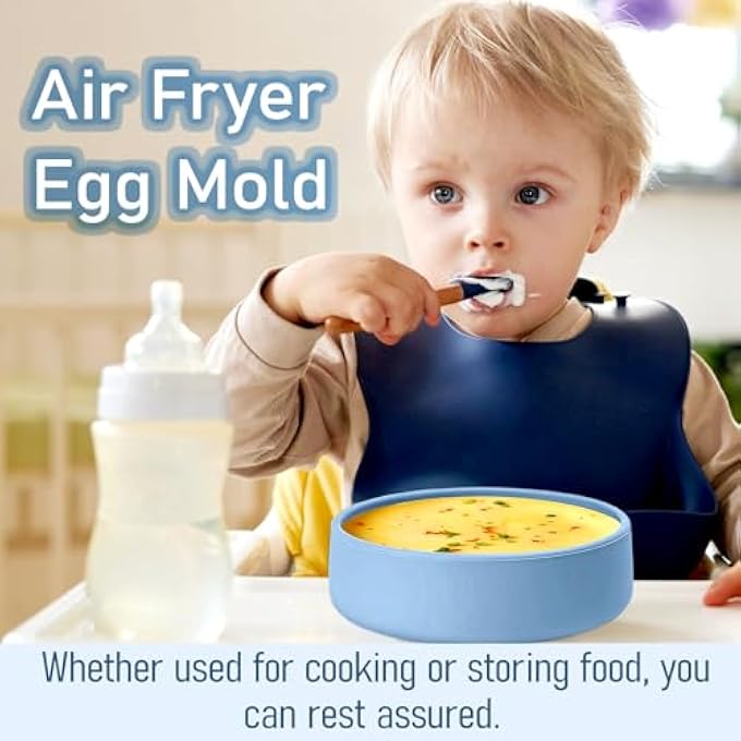 nalaina 3Pcs Air Fryer Egg Mold Reusable Silicone Egg Bite Mold Breakfast Pancake Sandwich Microwave Cooker Bpa Free Dishwasher Safe Blue - Image 3