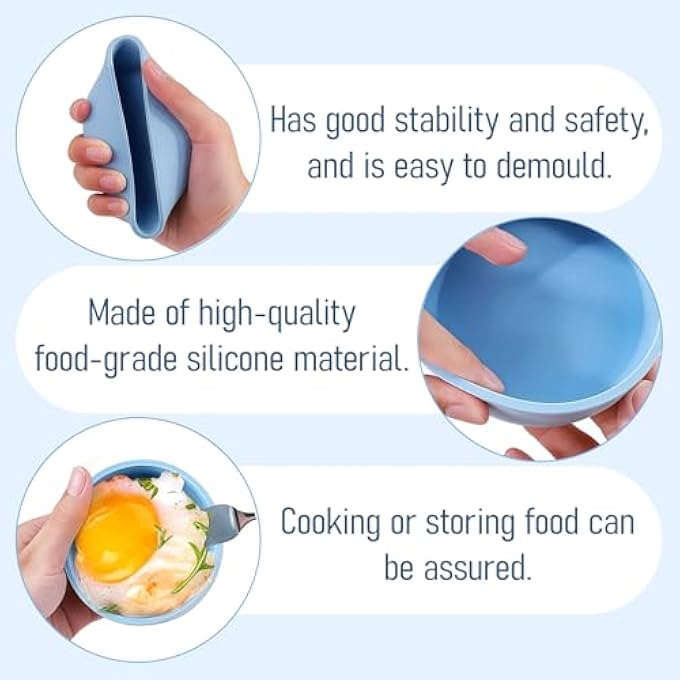 nalaina 3Pcs Air Fryer Egg Mold Reusable Silicone Egg Bite Mold Breakfast Pancake Sandwich Microwave Cooker Bpa Free Dishwasher Safe Blue - Image 4