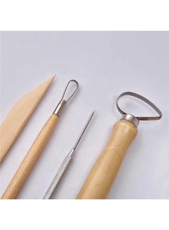 Keep Smiling Pottery Tools Set – 8-Piece Wooden Handle Clay Sculpture & Carving Kit for Ceramic DIY - Image 4