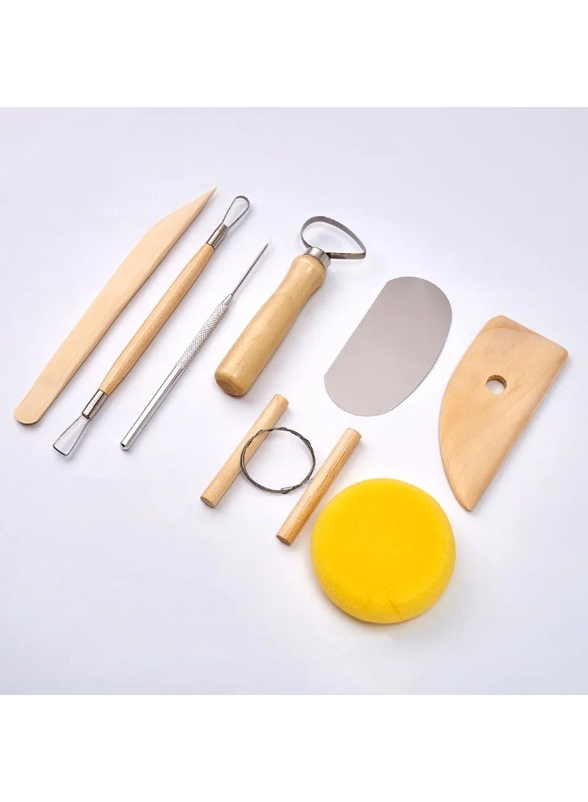 Keep Smiling Pottery Tools Set – 8-Piece Wooden Handle Clay Sculpture & Carving Kit for Ceramic DIY - Image 1