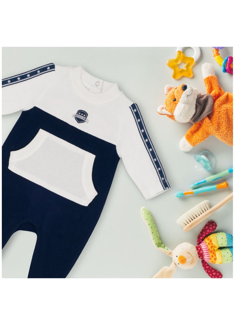 MOON 100% Cotton Sleepsuit 1-3M Blue - Navy Sports - Image 5