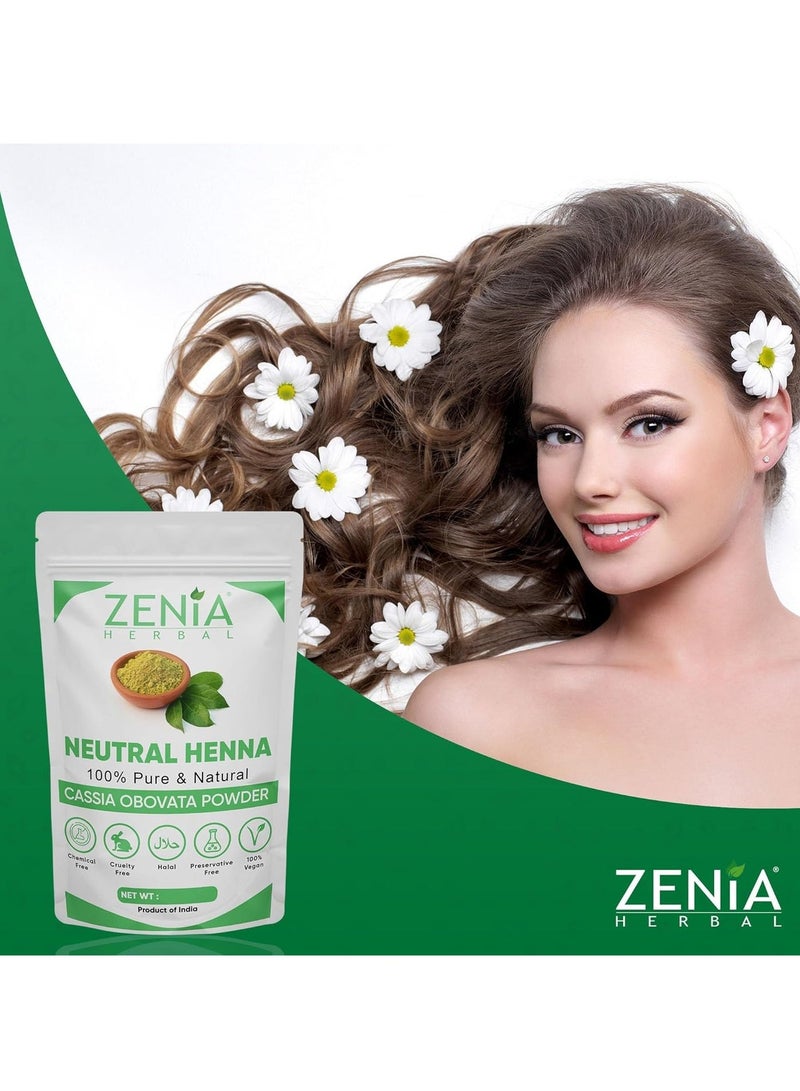 zenia مسحوق الحناء النقي المحايد 100% (كاسيا أوبوفاتا) | عبوة قيمة 1 كجم (2.2 رطل) | حناء عديمة اللون للشعر | مكيف شعر طبيعي | لشعر ناعم وحريري ولامع - Image 5