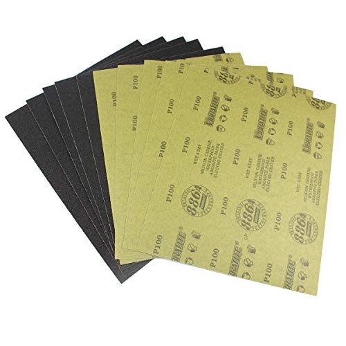 MAXMAN Sandpaper Sheets, 100 Grit Dry Wet Sand Paper, 9 x 11 Inch, Silicon Carbide, for Wood Furniture Finishing, Metal Sanding and Automotive Polishing,10 -Sheet - Image 1