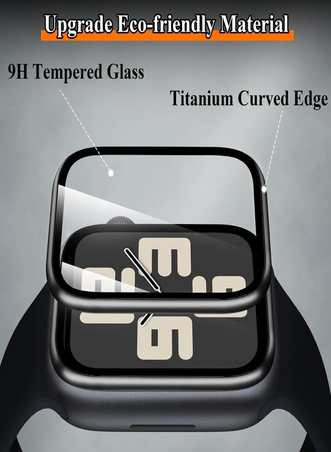 YMHML 2 Pack for Apple Watch Screen Protector 44mm SE 2nd/SE/Series 6 5 4, Titanium Bumper with Tempered Glass, [Upgrade Zero Bubble] Waterproof Full Cover Film for iWatch Accessories, Black - Image 2
