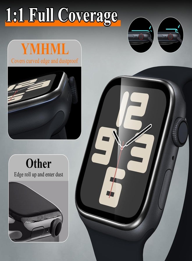 YMHML 2 Pack for Apple Watch Screen Protector 44mm SE 2nd/SE/Series 6 5 4, Titanium Bumper with Tempered Glass, [Upgrade Zero Bubble] Waterproof Full Cover Film for iWatch Accessories, Black - Image 5
