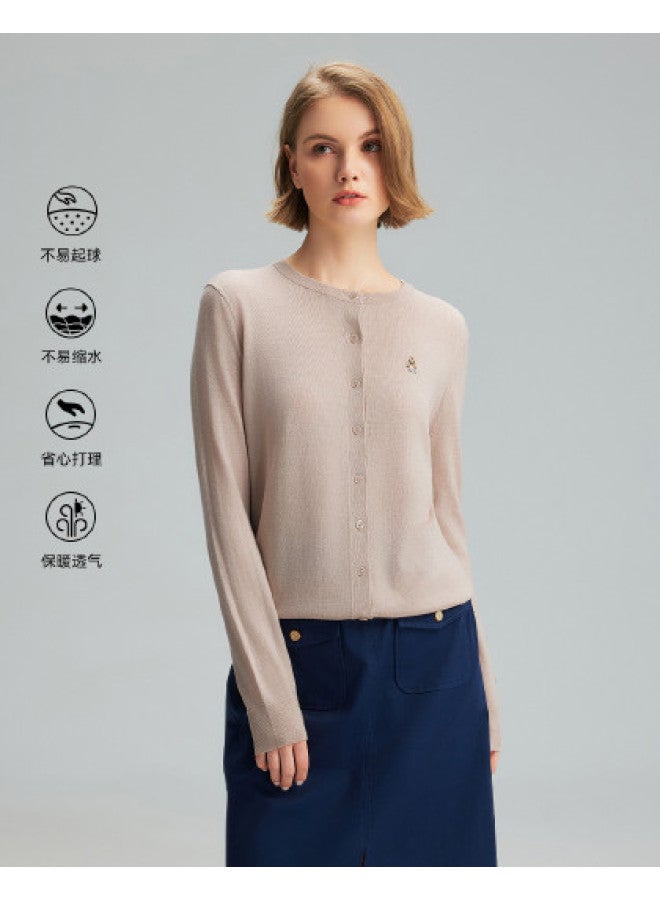 Hush Puppies New Year's Style Lightweight Round Neck Cardigan Women's Knitwear Winter Wool Base Layer Delicate Elegant Temperament Inner Wear - Image 1