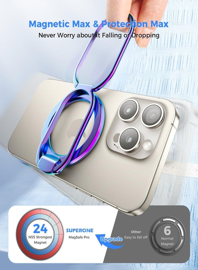 SUPERONE [2025 Upgraded] Mag Safe Phone Ring Holder, Adjustable Magnetic Kickstand & Removable Phone Grip Compatible with Wireless Charging Only for iPhone 17 & 16 & 15 & 14 & 13 Series (Colorful) - Image 4