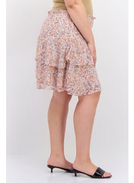 1 State Women Plus Size Floral Print Mini Skirts, Pink  - Image 2