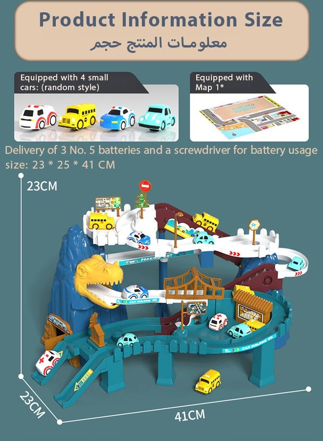 Rail Car Amusement Park Toys，Dinosaur Race Track Playset for Boys Kids 3-5，Multiple levels can be combined freely with electric and manual dinosaur road rail toy set,Children's Car Adventure Parking Lot Electric Roller Coaster Dinosaur Panshan Road Rail Car Toy,The best choice for assembling toys as children's gifts  - Image 3