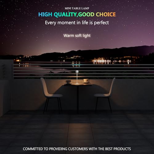 Timjorman Compact Cordless Table Lamp, Rechargeable LED Night Light, Dual Light Source (RGB Top & Warm Bottom), Touch Control & Timer, Metal Lamp for Bedroom & Kids Room (White 1PACK) - Image 2