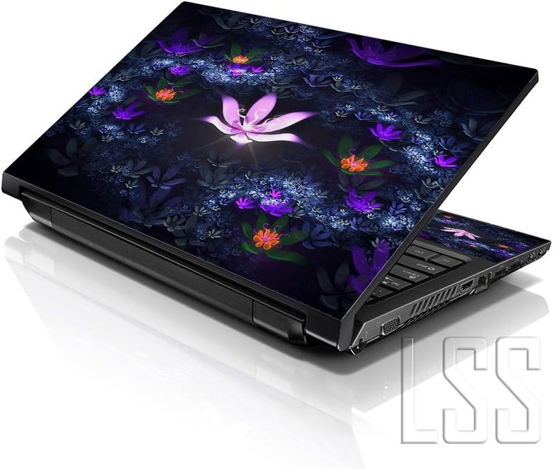 LSS Laptop 17-17.3" Skin with Colorful Lotus Pond Flowers Pattern for HP Dell Lenovo Apple Asus Acer Compaq - Fits 16.5" 17" 17.3" 18.4" 19" (2 Wrist Pads Free) - Image 1