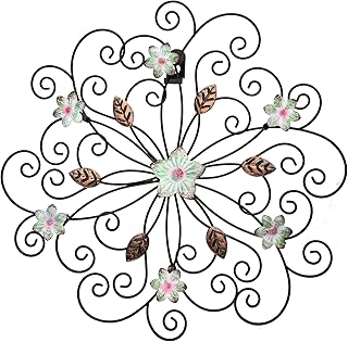 Ferraycle 12 Inch Metal Flower Wall Decor with Rust Leaf Large Floral Metal Wall Art Inspirational Iron Flower Decor - Image 1