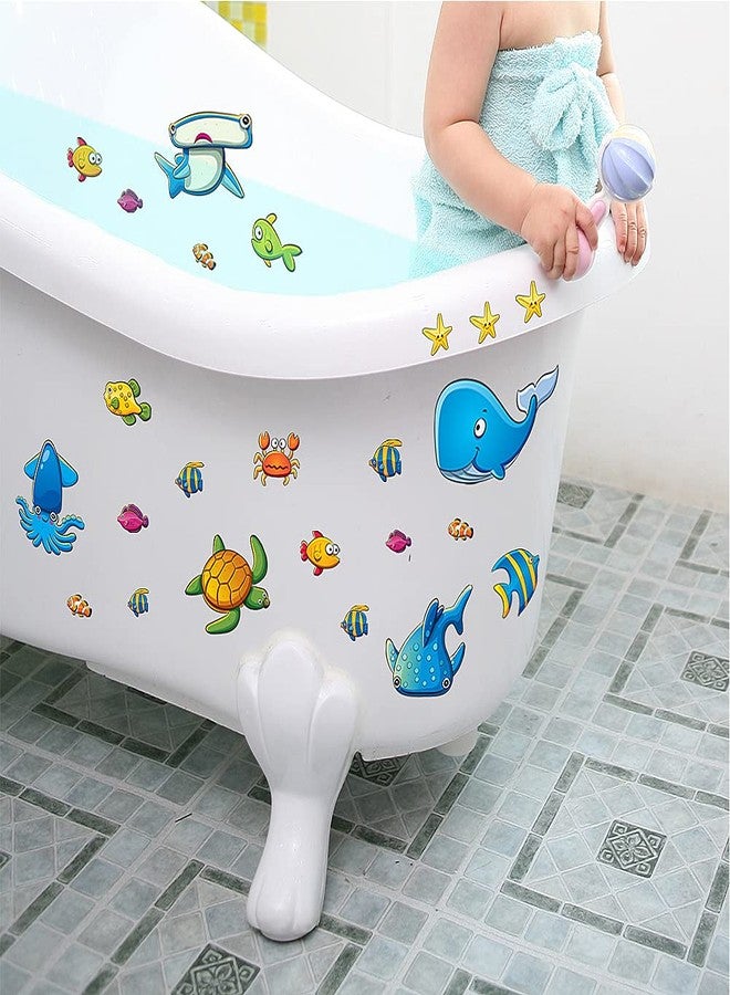 TESWEY 24PCS Non Slip Bathtub Stickers, Marine Life Cartoon Bath Tub Stickers, PVC Matte Anti-Slip Appliques for Kid's Room, Bathroom, Floor, Shower Surfaces - Image 2