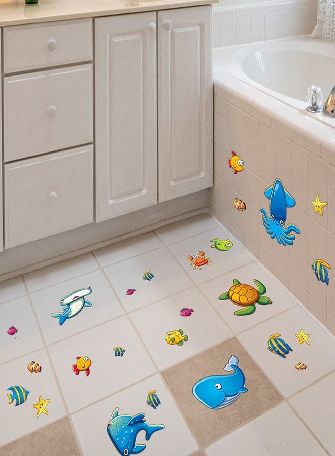 TESWEY 24PCS Non Slip Bathtub Stickers, Marine Life Cartoon Bath Tub Stickers, PVC Matte Anti-Slip Appliques for Kid's Room, Bathroom, Floor, Shower Surfaces - Image 5