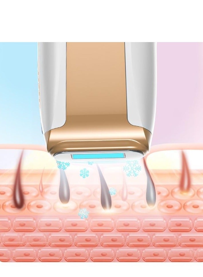 بينغ جنرال إزالة الشعر بالليزر، جهاز إزالة الشعر مع وظيفة التبريد بالثلج للعناية غير المؤلمة للنساء والرجال، جهاز إزالة الشعر IPL 999,999 ومضة للوجه والإبطين والساقين والذراعين وخط البكيني، أبيض - Image 3