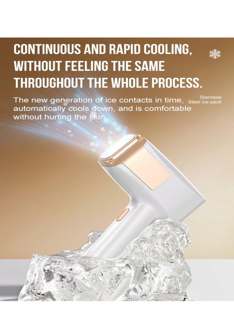 بينغ جنرال إزالة الشعر بالليزر، جهاز إزالة الشعر مع وظيفة التبريد بالثلج للعناية غير المؤلمة للنساء والرجال، جهاز إزالة الشعر IPL 999,999 ومضة للوجه والإبطين والساقين والذراعين وخط البكيني، أبيض - Image 5