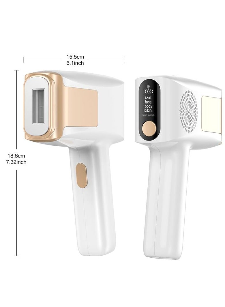 بينغ جنرال إزالة الشعر بالليزر، جهاز إزالة الشعر مع وظيفة التبريد بالثلج للعناية غير المؤلمة للنساء والرجال، جهاز إزالة الشعر IPL 999,999 ومضة للوجه والإبطين والساقين والذراعين وخط البكيني، أبيض - Image 2