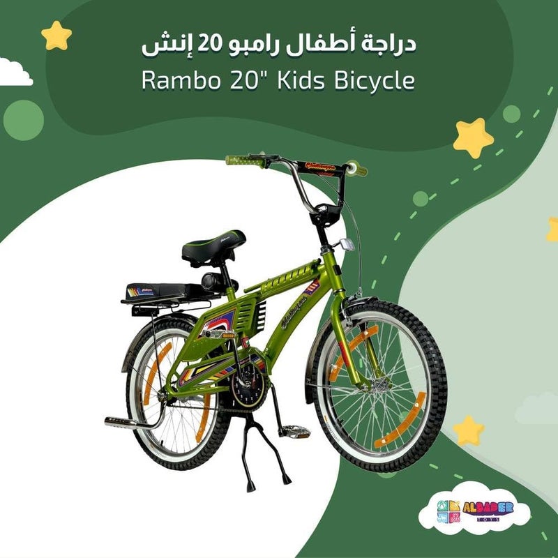 ALBADER Rambo 20 Inch Kids Bicycle, Indonesian Style Single Speed Bike with Durable Steel Frame, Front & Rear Caliper Brakes, Rear Passenger Seat, Whitewall Tires, Sport Bicycle - Image 2