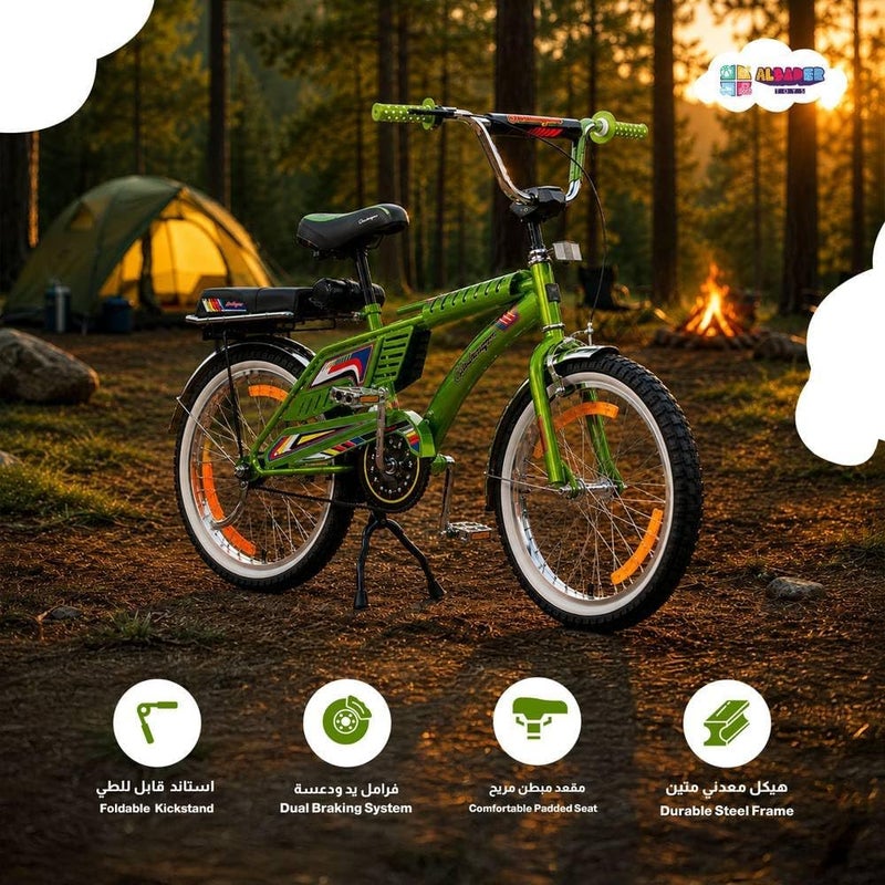 ALBADER Rambo 20 Inch Kids Bicycle, Indonesian Style Single Speed Bike with Durable Steel Frame, Front & Rear Caliper Brakes, Rear Passenger Seat, Whitewall Tires, Sport Bicycle - Image 3