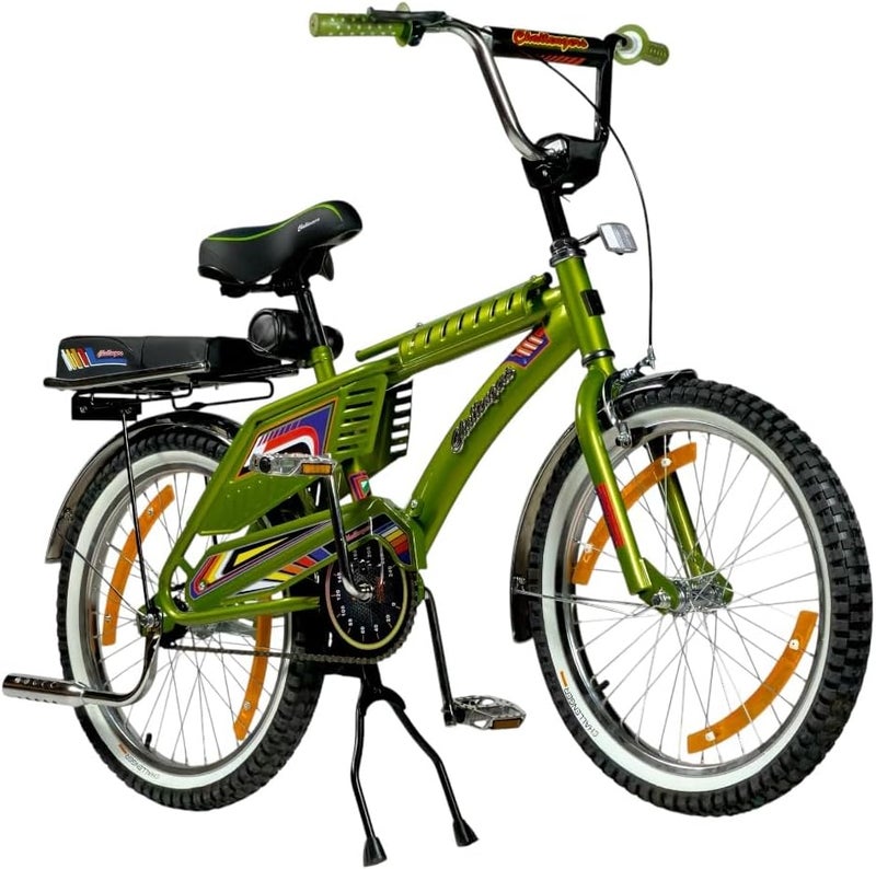 ALBADER Rambo 20 Inch Kids Bicycle, Indonesian Style Single Speed Bike with Durable Steel Frame, Front & Rear Caliper Brakes, Rear Passenger Seat, Whitewall Tires, Sport Bicycle - Image 1