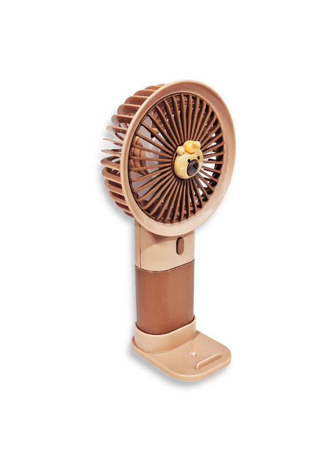 Generic - Mini handheld fan , cute design decorated with bear face in the middle with bright and multi-colors , small size and easy to carry by hand or put in bag, equipped with USB rechargeable battery, on/off button 3 speeds with LED light, nice summer and birthday gift for kids and adults, high quality and easy to use - Image 1