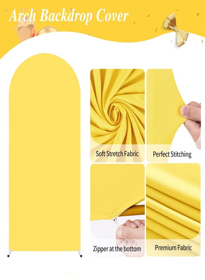 Shillance 6.6FT Yellow Wedding Arch Backdrop Cover Spandex Fitted Arch Covers Stretchy Backdrop Round Top Chiara Backdrop Cover for Birthday Party Ceremony Banquet Decoration - Image 2