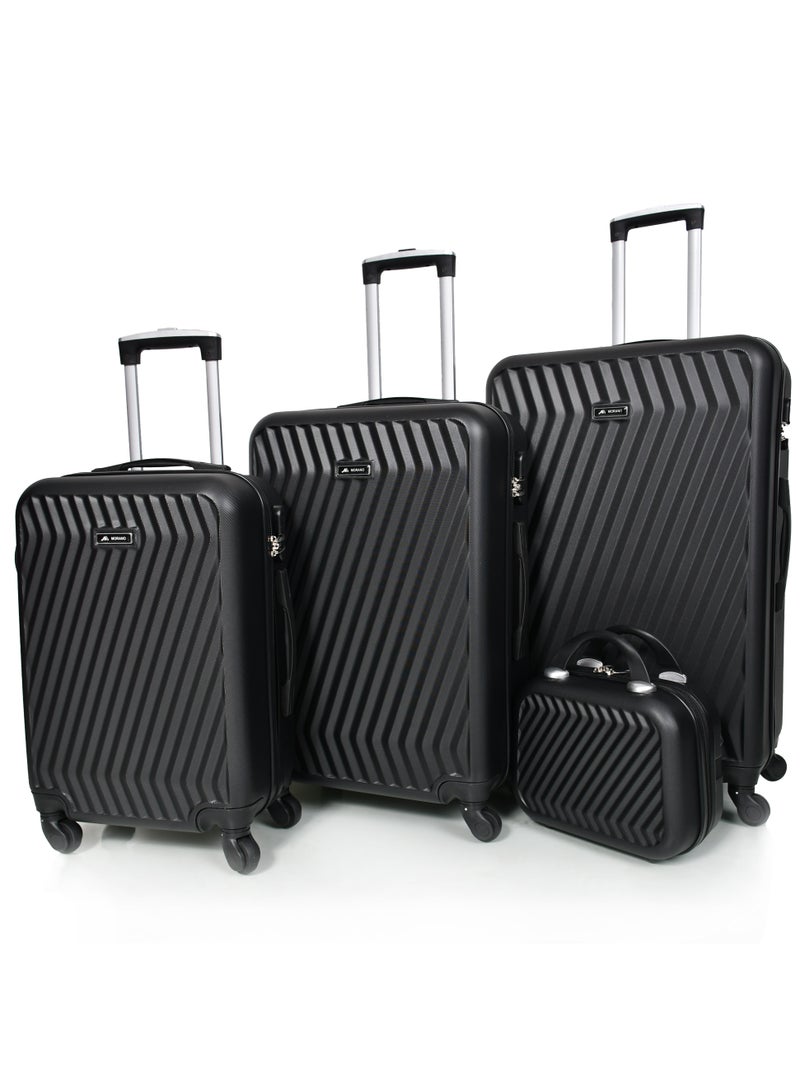 مورانو طقم شنط سفر مورانو مكون من 4 قطع بتصميم أنيق مقاسات 28''-24''-20''12'' إنش لـون أسـود - Image 2